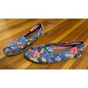 Toms Multicolor Floral Canvas Flats Slip On Size Women's 10